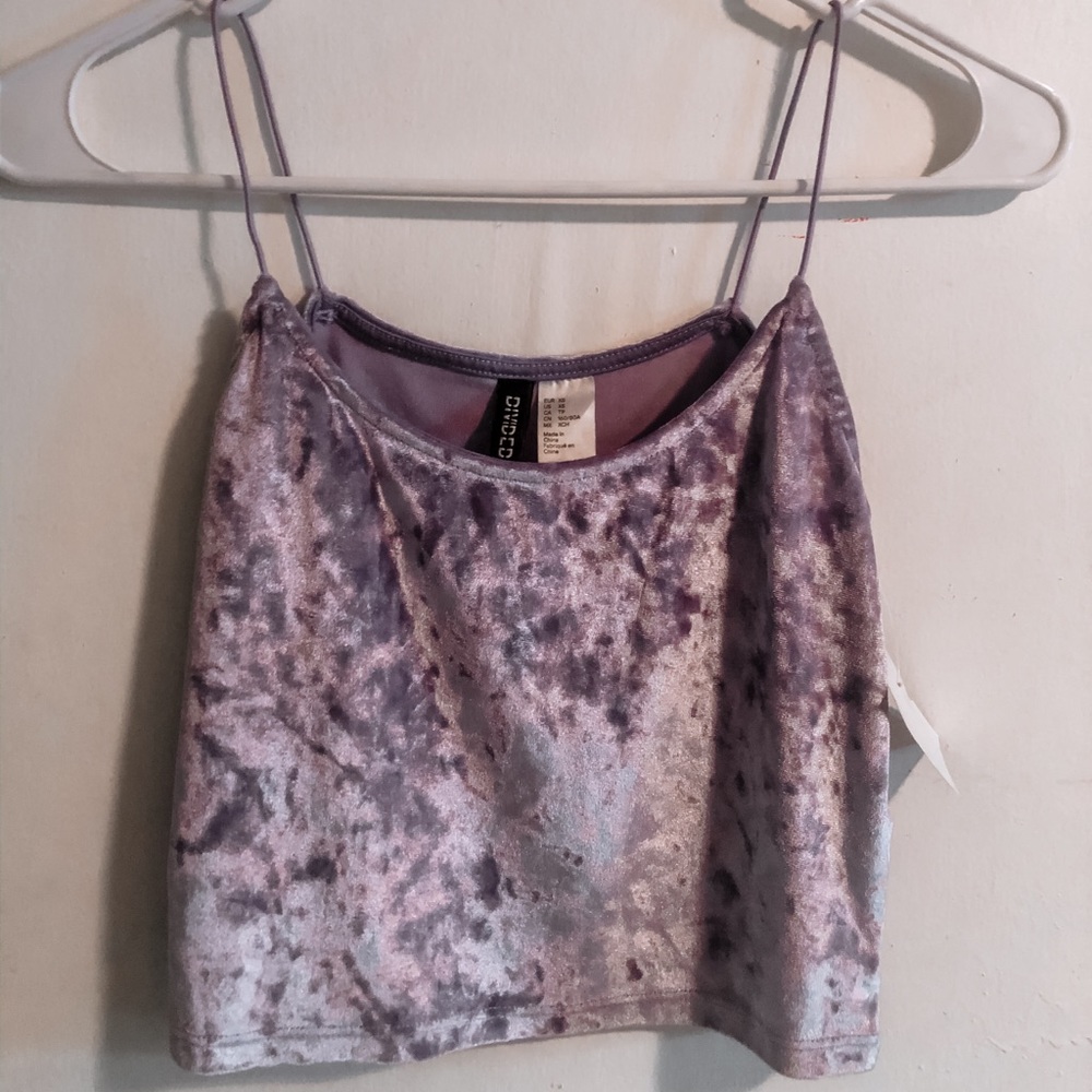 Velvet cropped tank top in violet